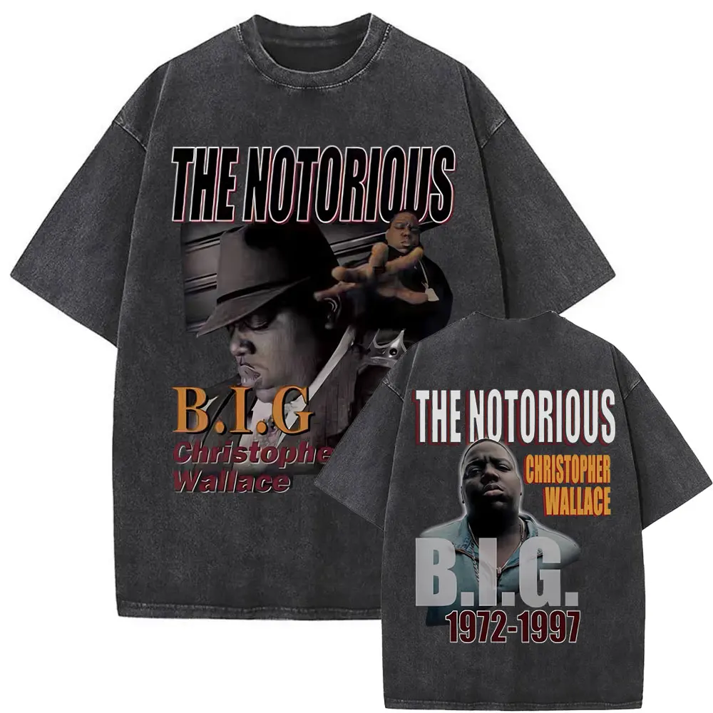 

Washed Vintage Rapper The Notorious Big Graphic Tshirt Famous Biggie Smalls T-shirt Men Women Fashion Hip Hop Oversized T Shirt