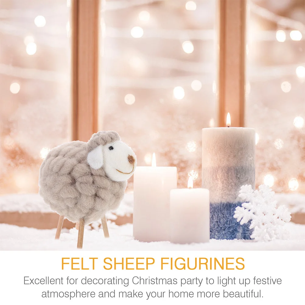 

2Pcs Christmas Felt Sheep Tabletop Ornaments Stylish Home Decoration Supplies Felt Sheep Figurines Christmas Decoration