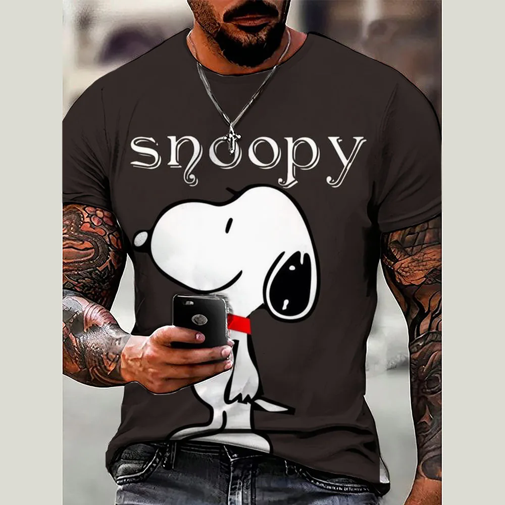 2024 Summer Snoopy Pattern 3D Printing T-shirt Cartoon Anime Casual Street Wear Men's and Women's Fashion T-shirt T-shirt Top