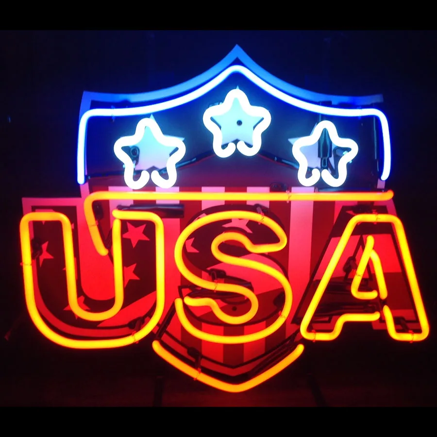 

Neon Sign Light 10 Kv For USA Flag Bar Iconic Sign Neon Acrylic Painted Board Room Hotel Decor Aesthetic Neon Light Wall Lamps