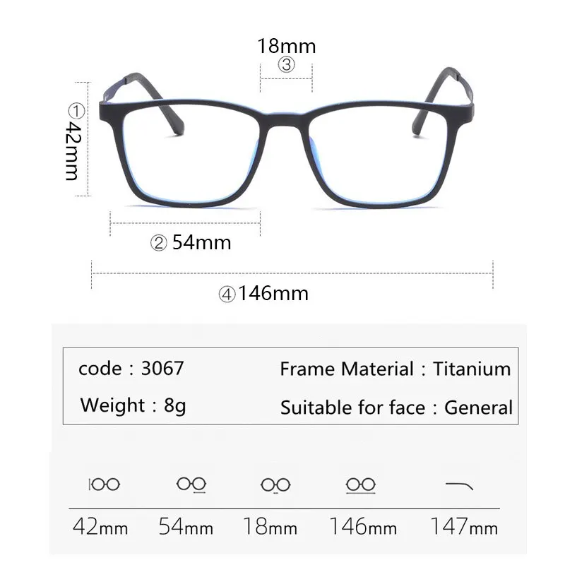 High Quality Pure Titanium Men Anti Blue Light Presbyopia Eyewear Reading Glasses with Diopter