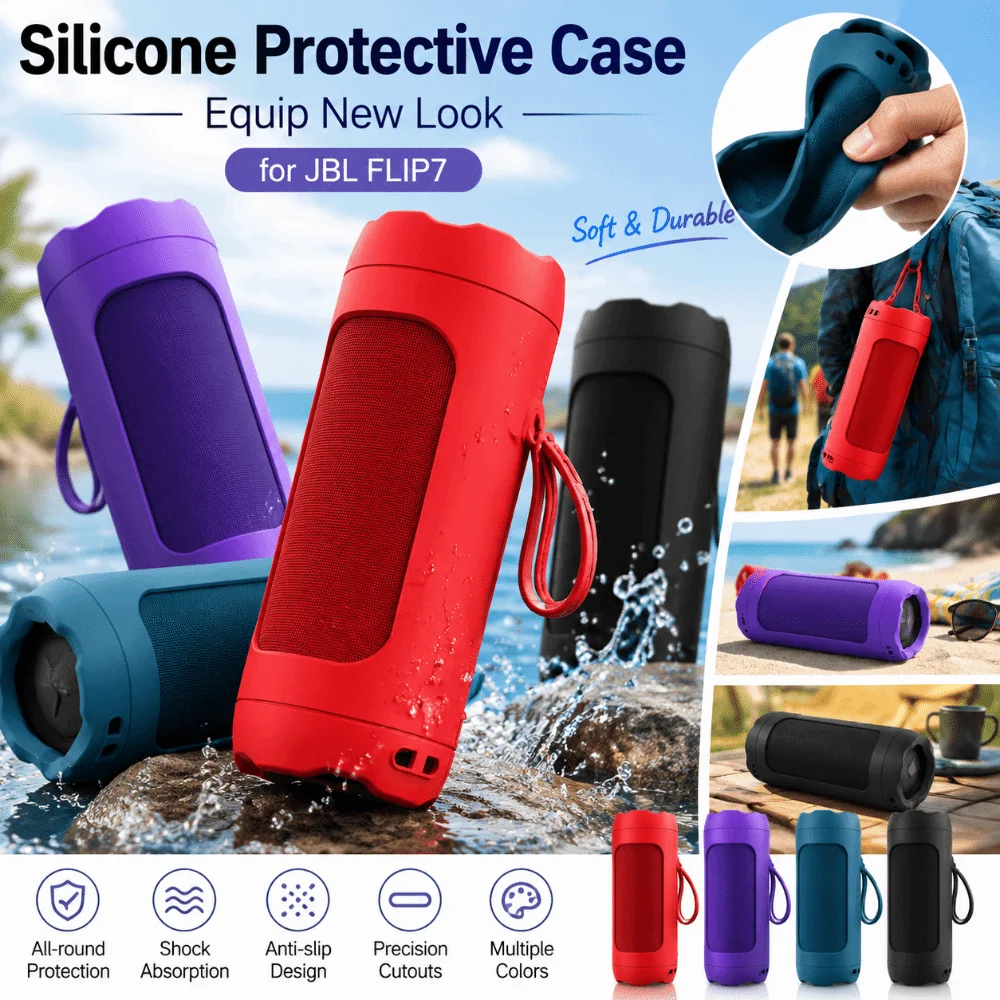 Anti-Scratch Silicone Protective Sleeve Precise Cutouts Multiple Colors Bluetooth Speaker Cover for JBL Flip 7