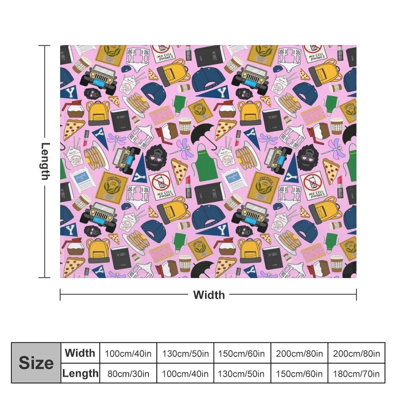 Ultimate Fan Pattern Icons All Over Print Pink Pack Throw Blanket Decorative Throw for sofa Nap Plush Blankets