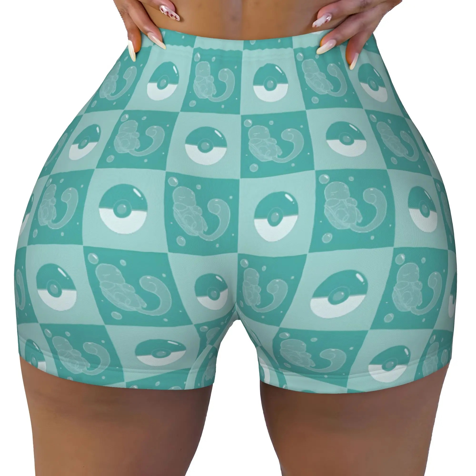 Custom S-Squirtles Gym Volleyball Biker Shorts Women's Anime Workout Yoga Shorts
