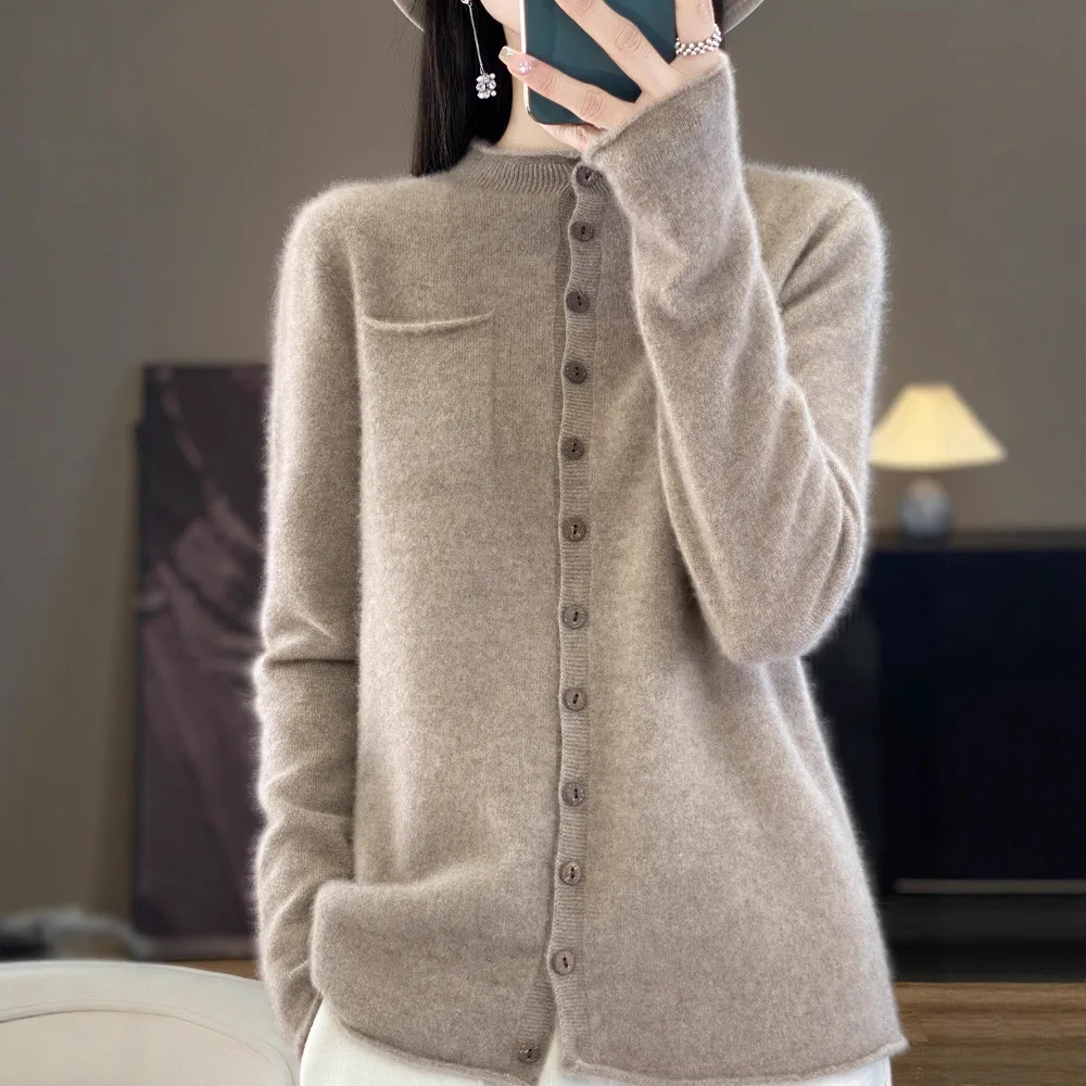 

Cardigans Women Long Style Knitwear Single Breasted 100% Wool Cardigans Sweater Autumn Winter Korean Fashion Warm Knit Outerwear