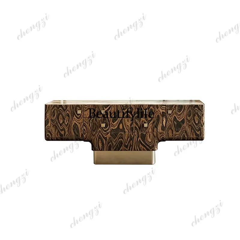 Light luxury home entrance cabinet, living room home marble wall locker, decorative cabinet