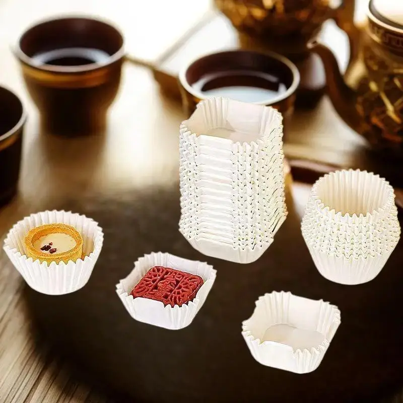 Pack of 100/250 Oil-Proof Xue Meiniang Paper Tray, 45/50/55/62mm Medium Square Brownie Paper Liner for Mooncakes