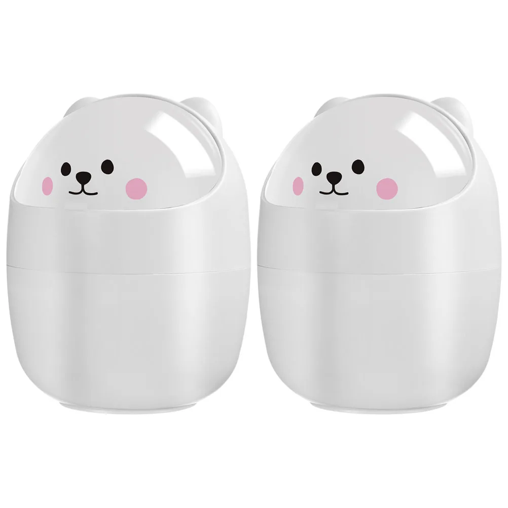 

2pcs Mini Trash Can Cute Desktop Garbage Bin Plastic Waste Container for Office Home Kitchen Bedroom Living Room Dustbin