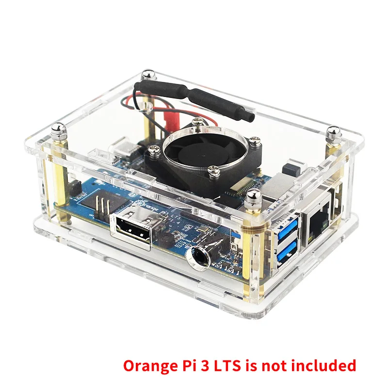 Orange Pi 3 LTS Acrylic Case Tranparent Enclosure Optional Cool Fan Heat Sink 5V 3A Power Suplpy Clear Shell for Orange Pi 3 LTS