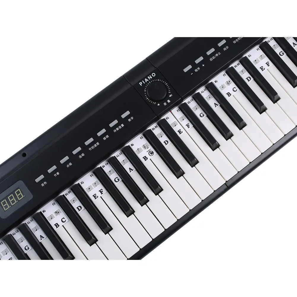 61 Kunci 88 Tombol Piano Yang Dapat Dilepas untuk Label Kunci Stiker Keyboard Piano Lapisan Penutup Penanda Halaman Piano untuk Panduan Jari Piano