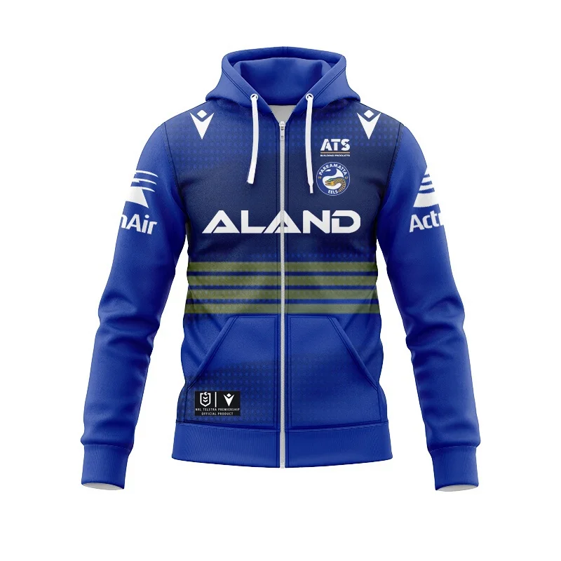 2024 Zip Hoodie Parramatta Eels Men's Replica Home/Away Rugby Jersey (Custom name and number )