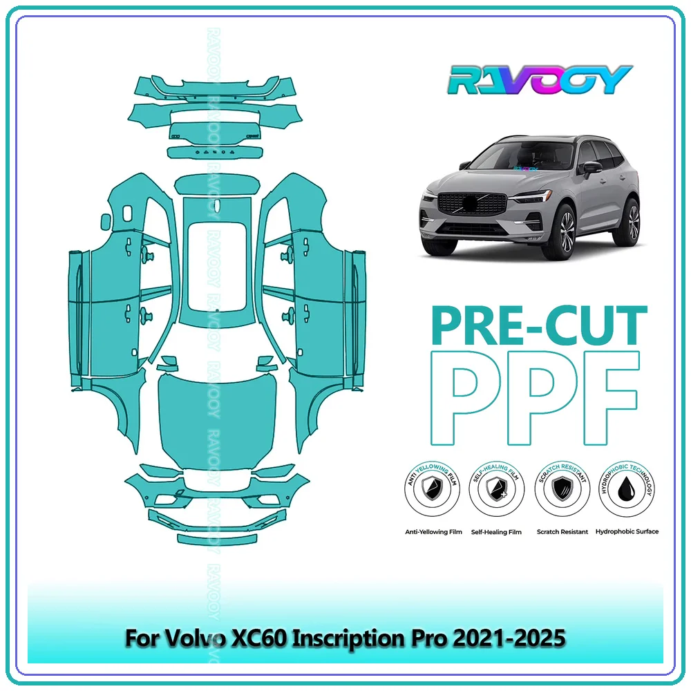 For Volvo XC60 Inscription Pro 2021-2026 8.5Mil Precut TPU Paint Protection Film PPF Full Body Kit Clear Bra Stone Guard EU UK