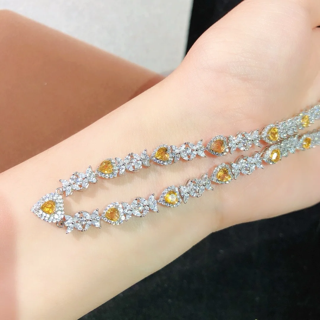 

Ожерелье из натурального бразильского цитрина, желтый кристалл AAA Clarity, ювелирные изделия из стерлингового серебра 925 пробы, привлекающие богатство