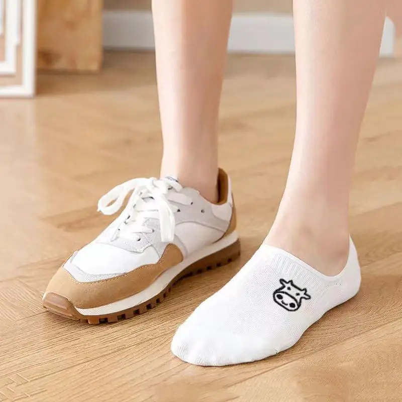 5 Pairs/lot Short Socks For Women Summer White Rabbit Cow Panda Koala Animal Ankle Socks Cute Funny Happy No Show Socks
