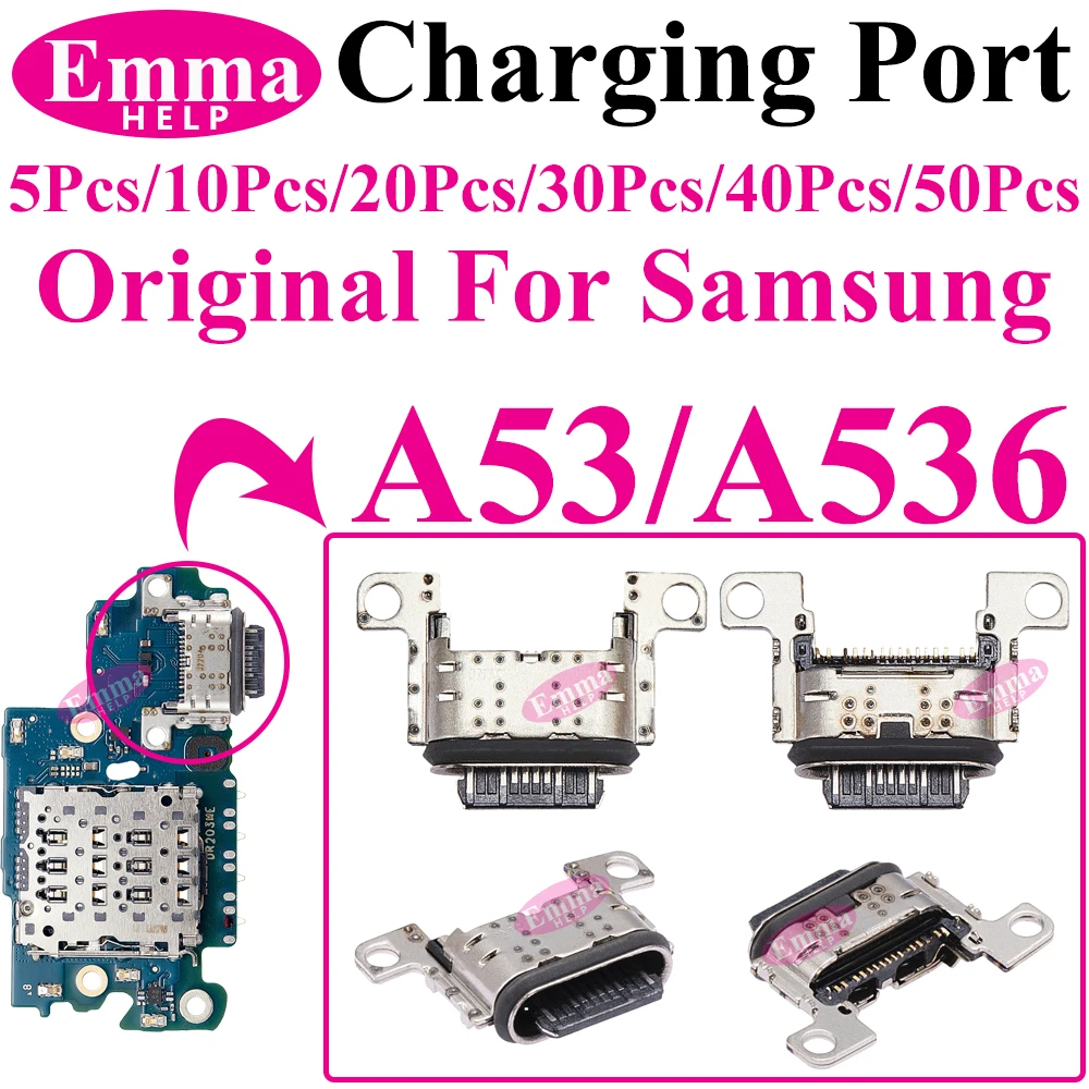 EmmHelp 1-50pcs USB Charging Dock Port Charger Connector For Samsung A53 5G A536 A536B A5360 Original Jack Socket Contact Plug