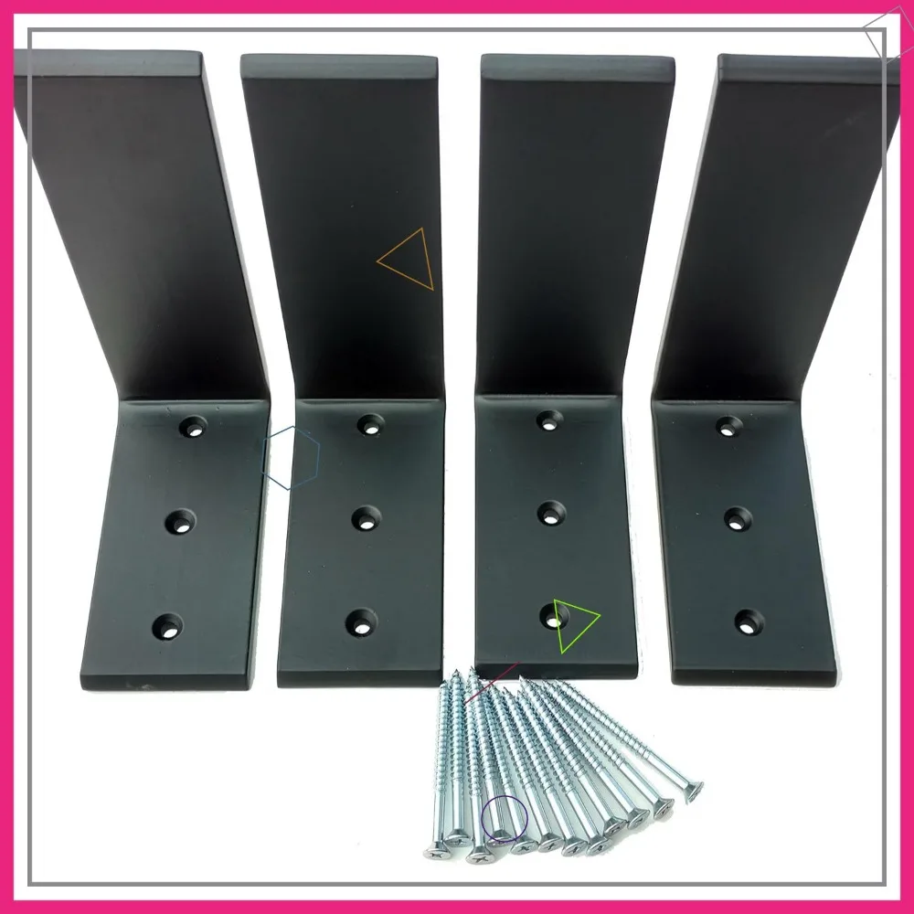 

Dmax Heavy Duty L Brackets 6" x 8" Steel Black, Holds 150 lbs, Hidden Countertop Support for Granite Quartz Wood Concrete