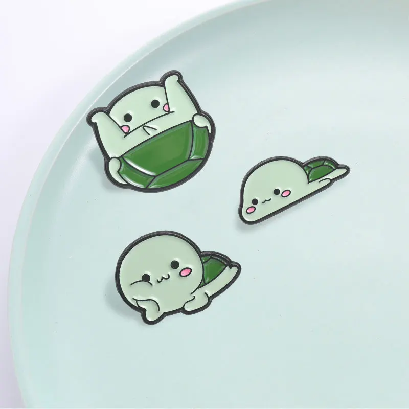 31styles Green Series Enamel Pin Frog Turtle Brooches Vegetable Positive Bee Cell-Fie Badges Cartoon Bookish Jewelry Gifts