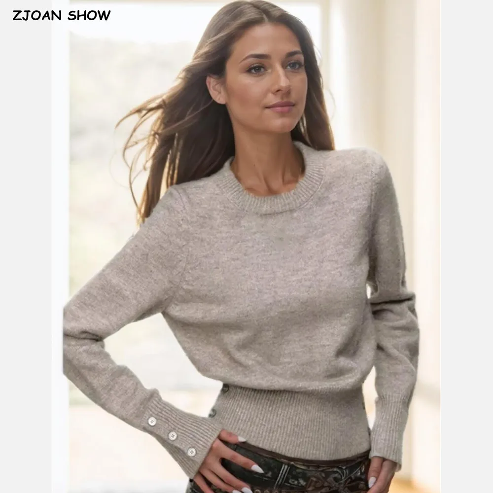 5 ألوان موضة جديدة يا طوق متماسكة سترة للنساء زر الضلع تنحنح عالية الخصر كم طويل البلوز البلوز ربيع الخريف تريكو