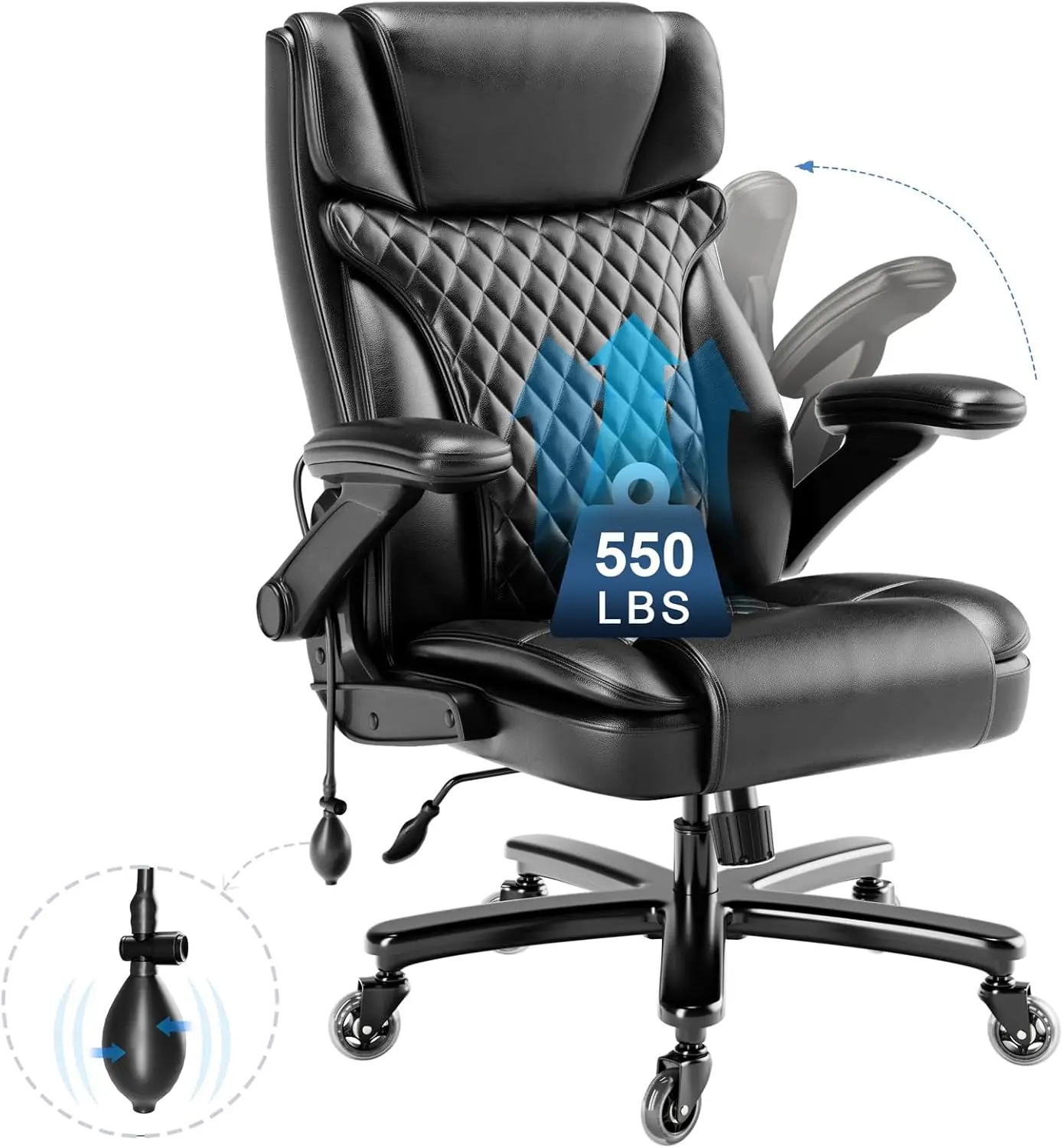 Big and Tall Office Chair 550lbs, Ergonomic Office Chair with Adjustable Lumbar Support,High Back Computer Chair with