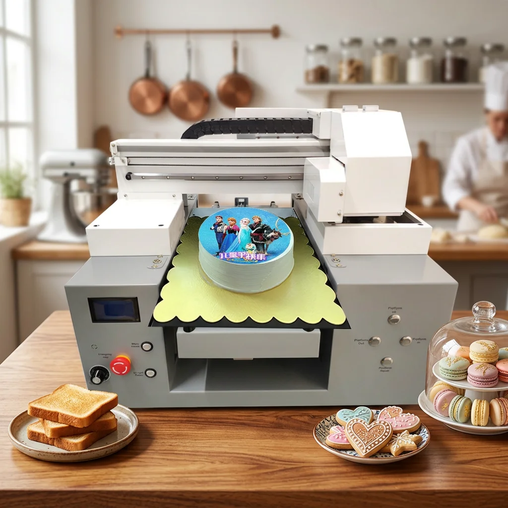 Automatic Height Detection Food Printer For Uneven Cake Surface Custom Photo And Pattern Decorating Application