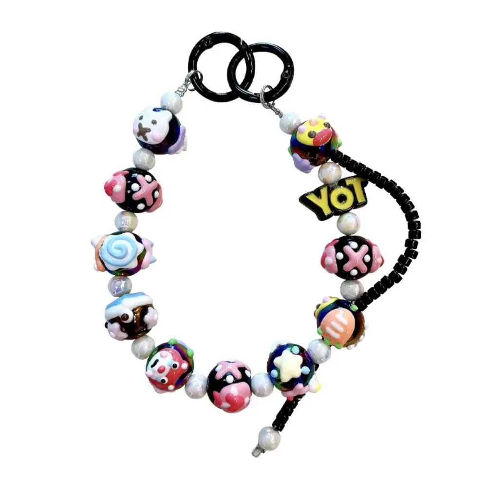 Hand-painted Toy Beaded Cell Phone Chain Simplicity Cute Style Doll Machine Key Ring Fashionable Creative Beads Bag Pendant