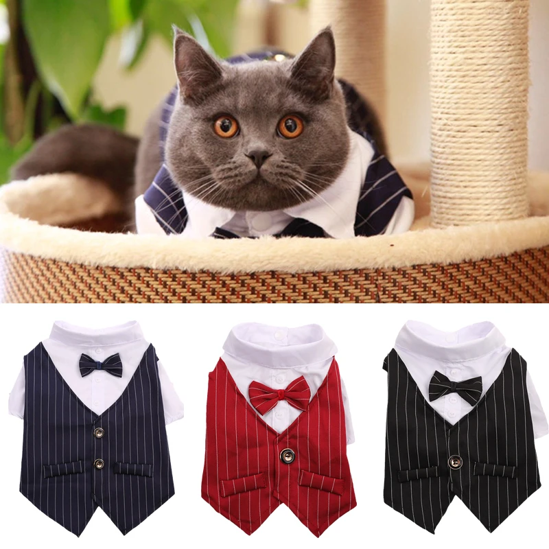 Bonito gato cão festa terno roupas sólida moda pet jaqueta para gatos pequenos cães casamento aniversário festa roupas traje