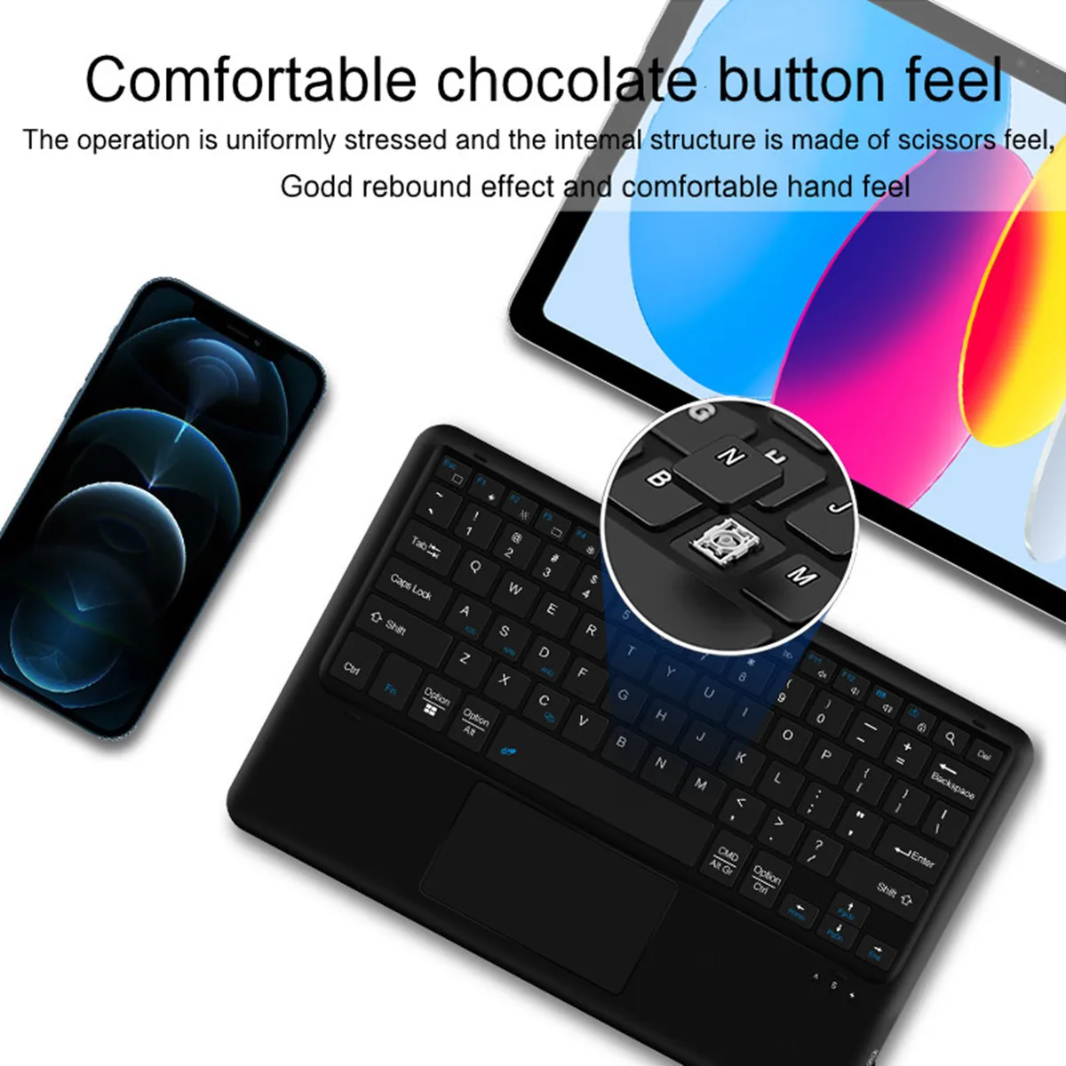 Teclado inalámbrico BT con TrackPad para iPad Pro 11, 12,9, 13 pulgadas, Air 4, 5, 6, iPad 10, 10,2, 10,5, S8, S7, S9 FE Plus, tableta PC de 12,4 pulgadas