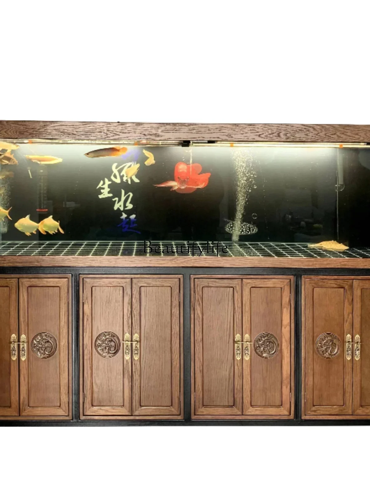 FG-Chinese living room oversized bottom filter aquarium FRP light body ecological water-free ultra-white