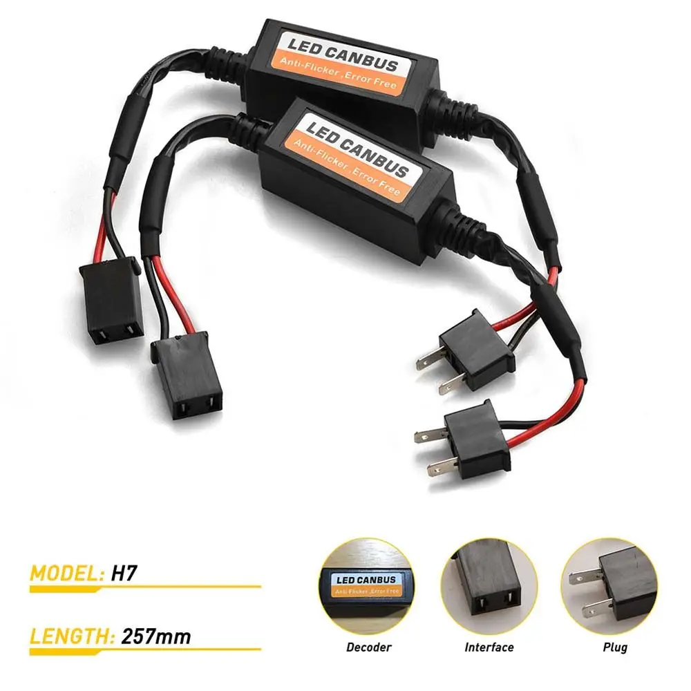 Prevent flickering Warning Harness Bulbs Error Canceller H7 Decoder Adapter Resistor Decoder H7 LED Headlight Decoder