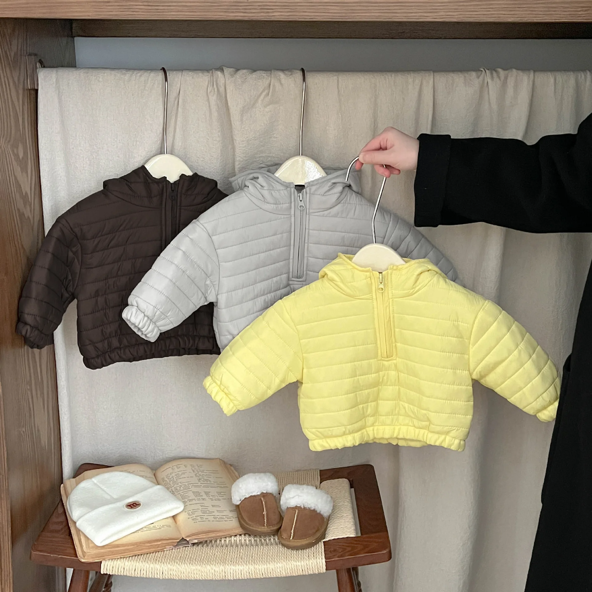 

Children's Jackets Clothing Children's Cotton Hooded Sweatshirt Cotton Jacket New Loose Zipper Pullover Cotton Jacket