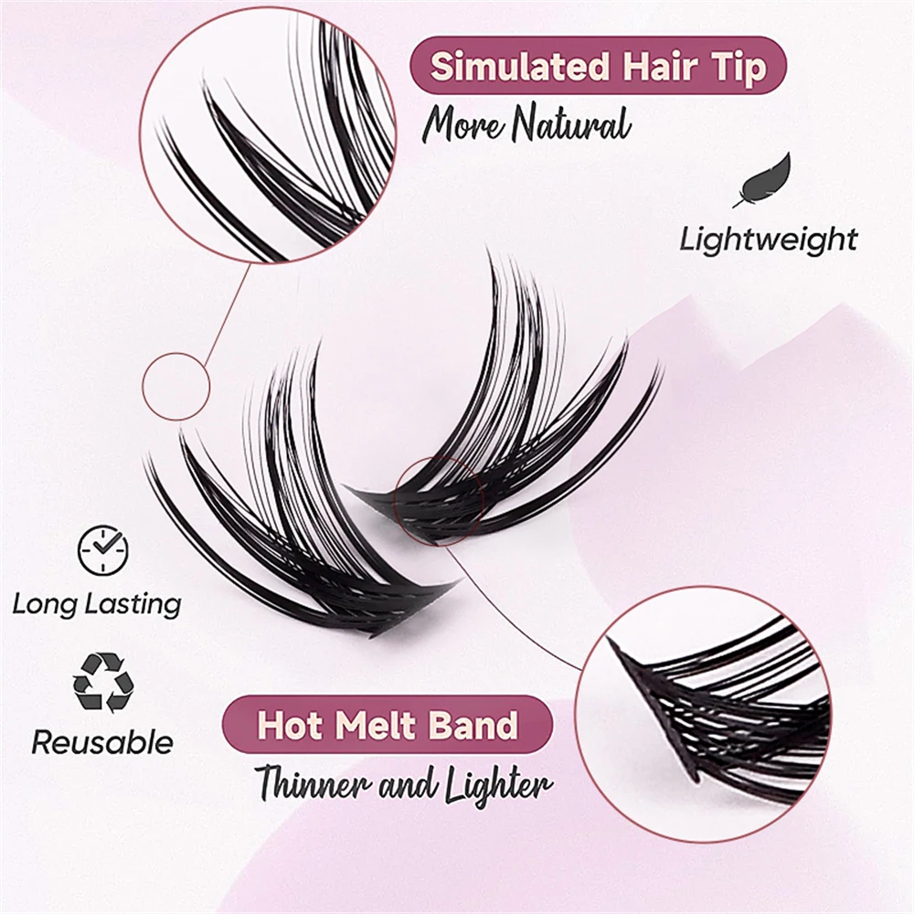 Lash Clusters 120pcs Cluster Lashes 8-16mm Wispy Individual Lashes Extensions Natural Look Lashes D Curl Fluffy Cluster Lashes D