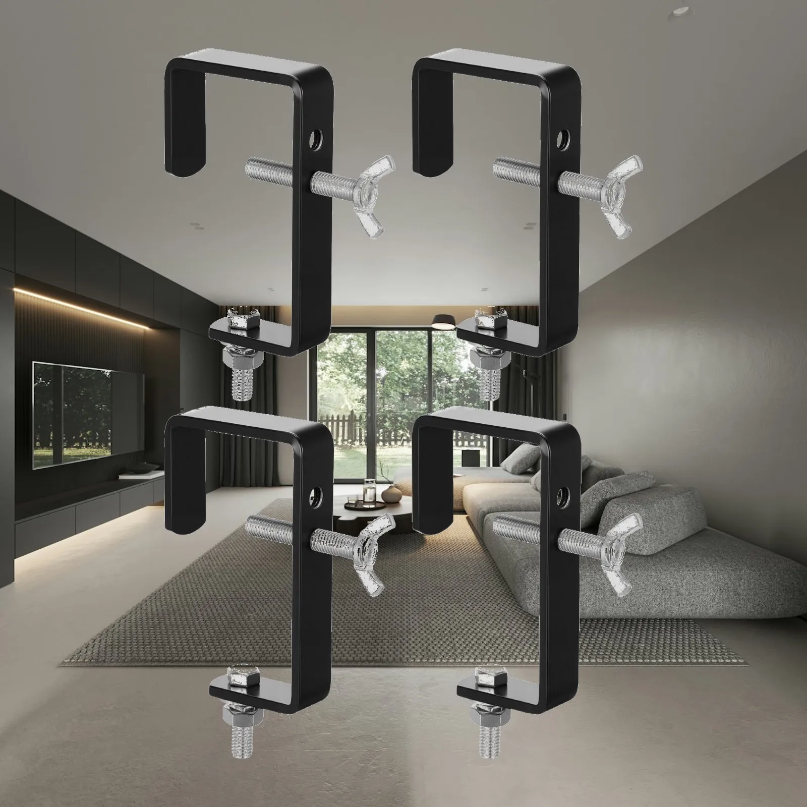 4 Pieces Stages Light Clamp DJ Light Clamp Heavy Duty Equipment Premium Concert Rotatable Easy Installation Hook Frame Clamps