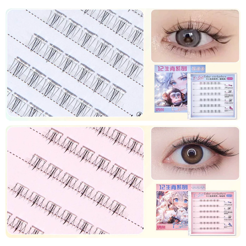 12 Zodiac Series Self Adhesive Cluster Lashes No Need Glue Natural Look Glue-free False Eyelashes Press on Reusable