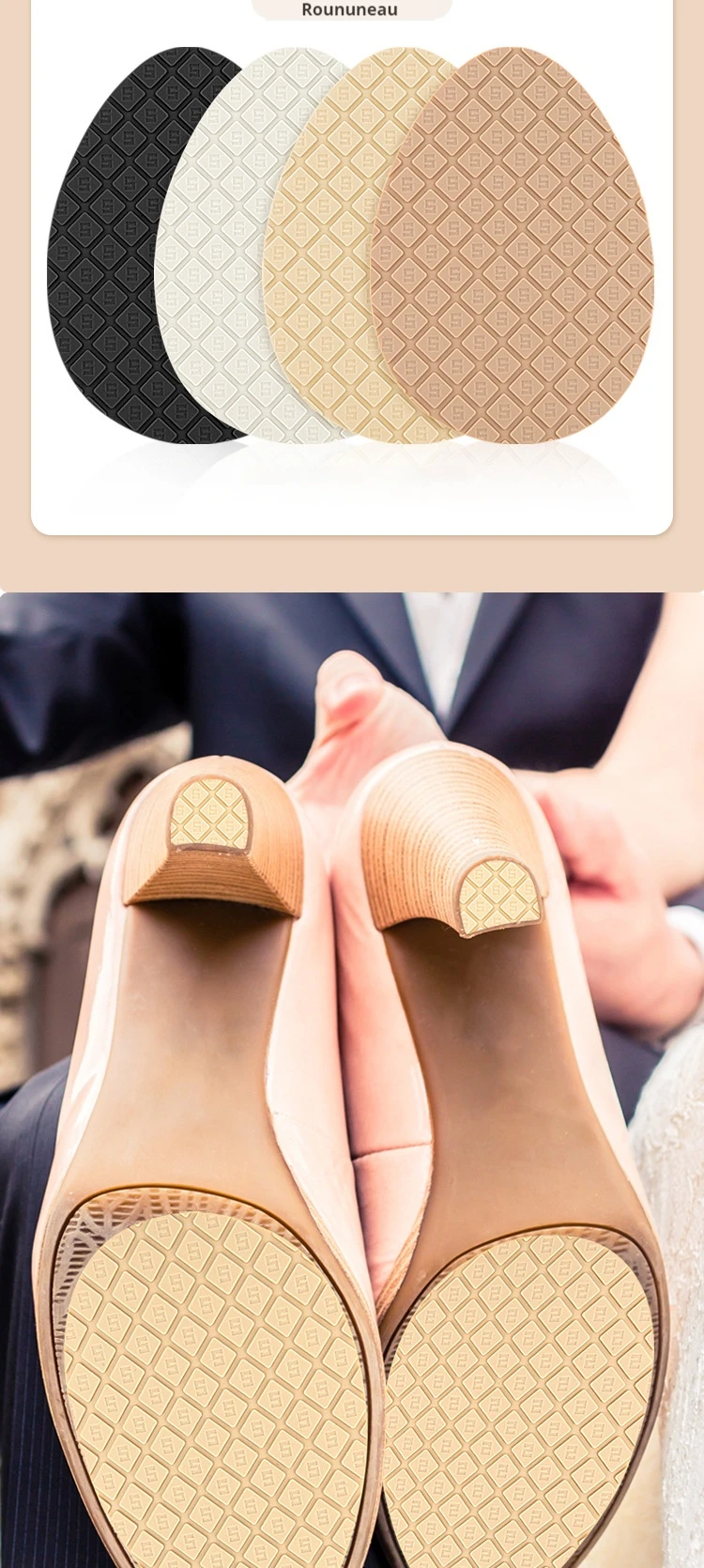 Reparaturset für Gummisohlen, rutschfest, verschleißfest, selbstklebender Sohlenschutz, geeignet für Schuhe mit hohen Absätzen und Sneaker. – Detail 3