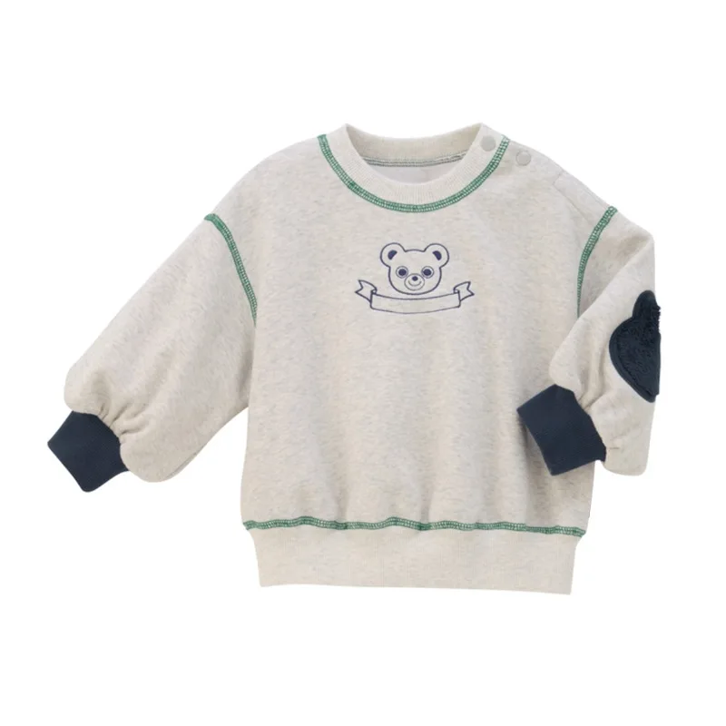 Kids Sweatshirt Set 2026 Winter New Grey Fashion Cute Thickened Warm Boys Girls Sweatshirt Sweatpants Cotton Plus Fleece Coat