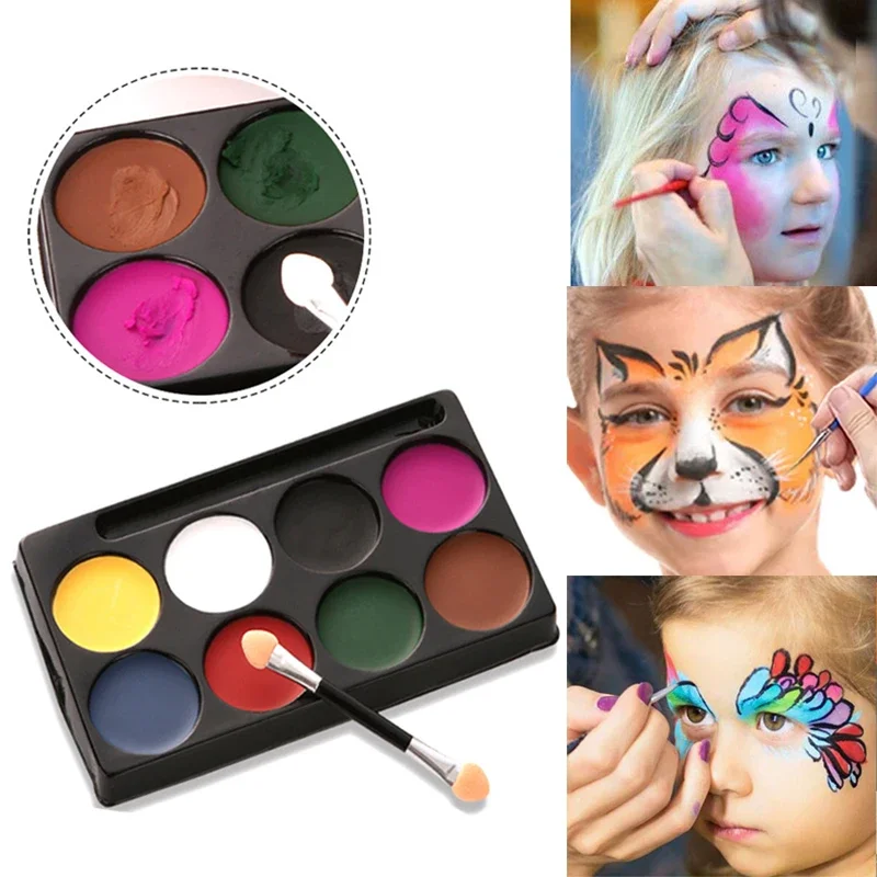 8 Colors Body Art Painting Oil Face Paint Makeup Palette Easy To Clean Non Toxic Safe Child Adult Halloween Party Pigment Makeup