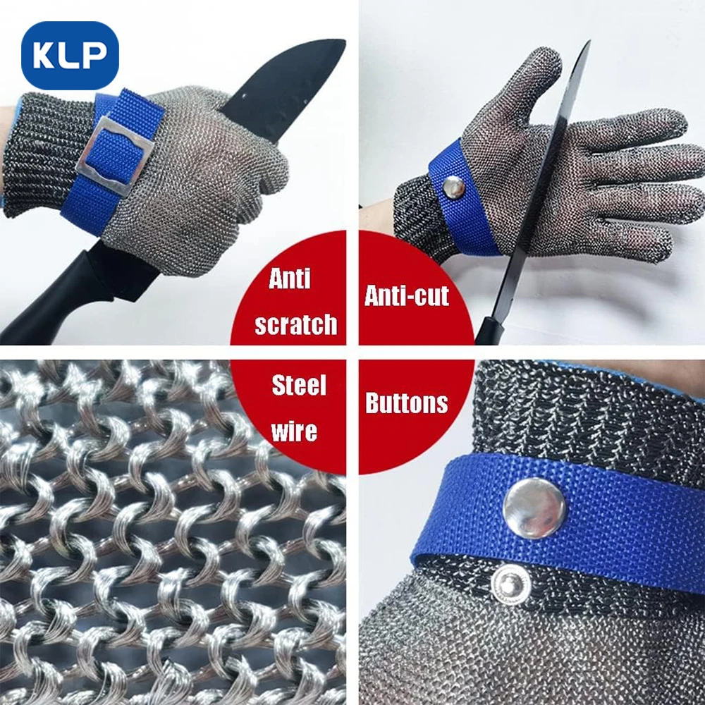 KLP Heavy Metal Wire Cut Resistant Gloves, Grade  Protective Work Gloves, Suitable For Kitchen, Glass Factory, Outdoor Adventure