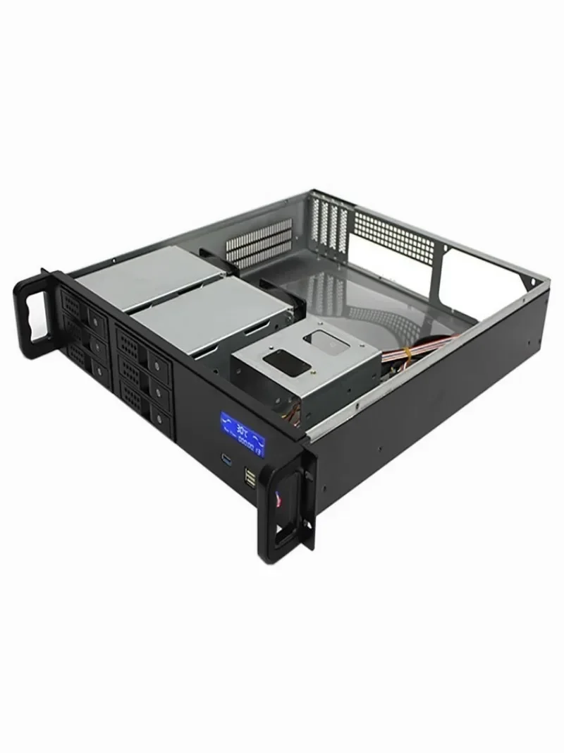 2u Chassis Rack-Mounted 6-Disk Hot-Swappable Storage Server Industriële Temperatuurregeling Matx Moederbord