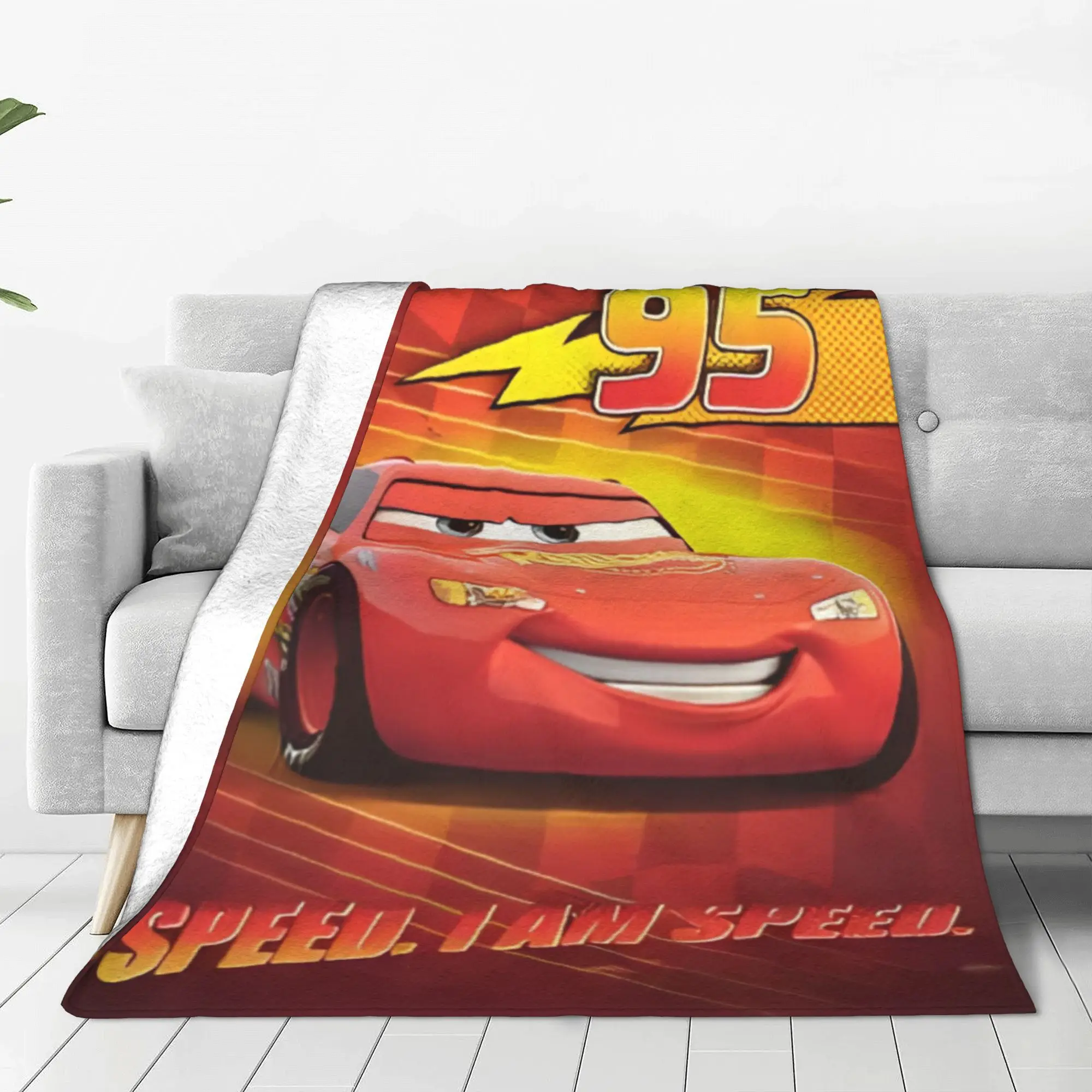 Lightning Cars Movie Mcqueen Speed Knitted Blankets Fleece  Super Warm Throw Blanket for Bedroom Sofa Bedroom Quilt