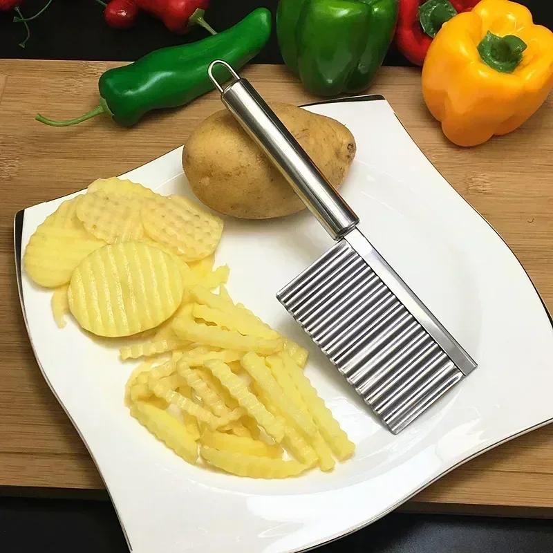 

Stainless Steel Wave Potato Slicer Vegetable Cutter Potato French Fries Cutter Gadget Accessories Supplies Kitchen Cooking Tools