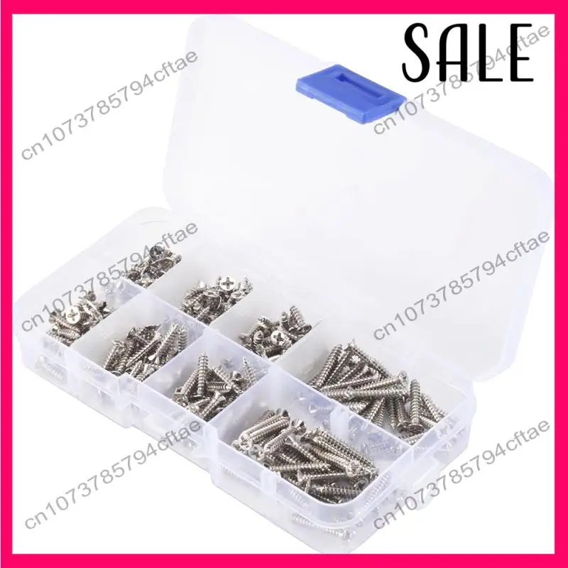 

-A12R 200Pcs M3 Stainless Steel Flat Head Screws Kits High Strength Self-Tapping Screws Assortment Set For Wood Furniture