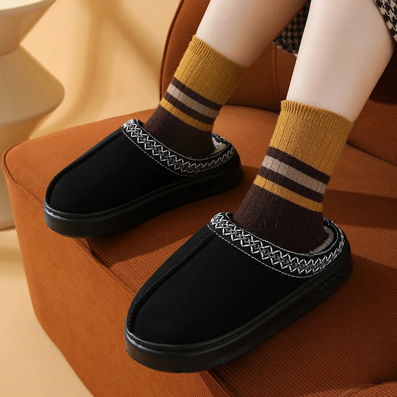 Women's Platform Plush Slippers, Warm Winter Indoor Slides, Anti-Slip Comfort_voghion.com