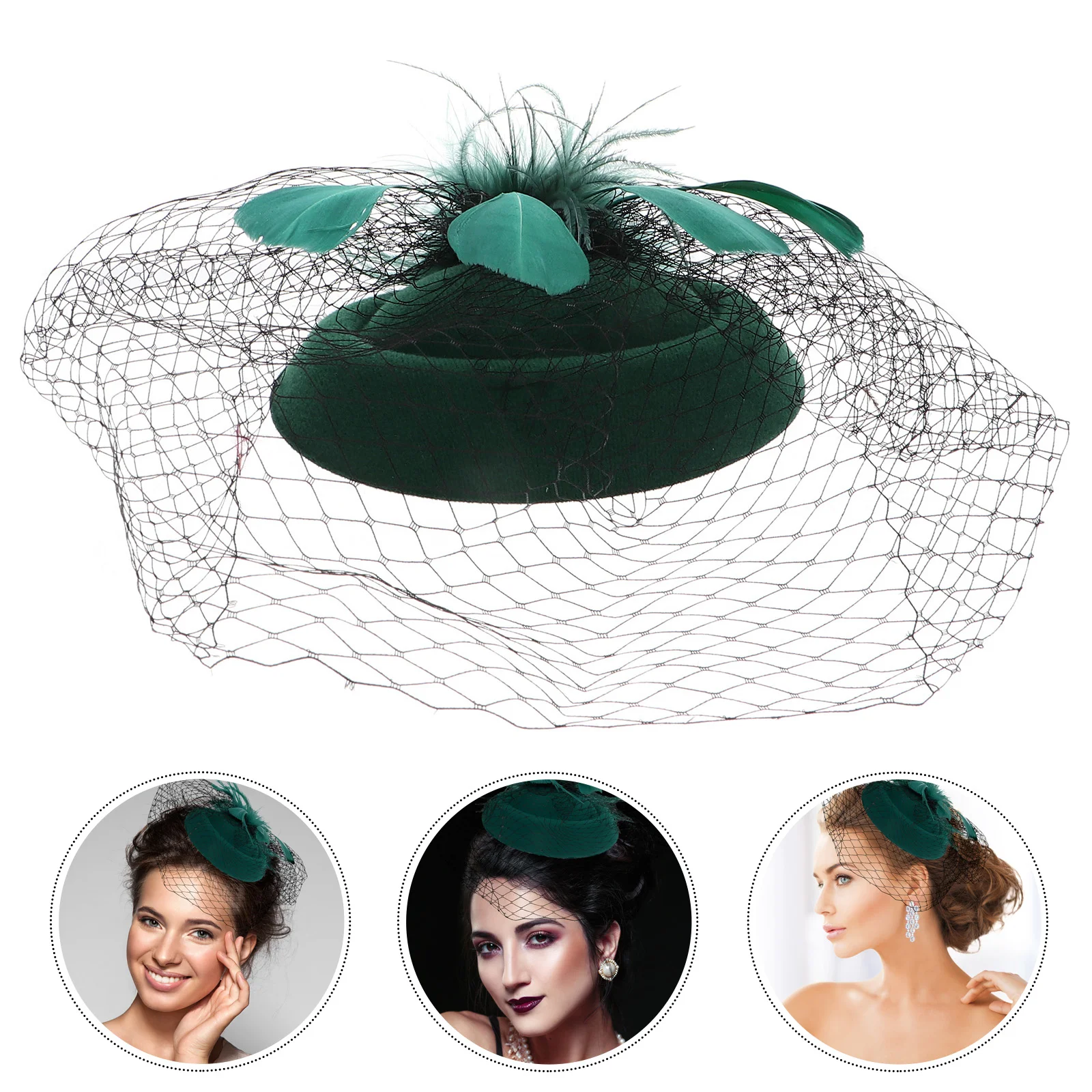 

Hat Mesh Headband Hats Wedding Party Headdress 20s Pillbox Headgear 50s Headwear Fascinators with Veil Woman Hair Hoop