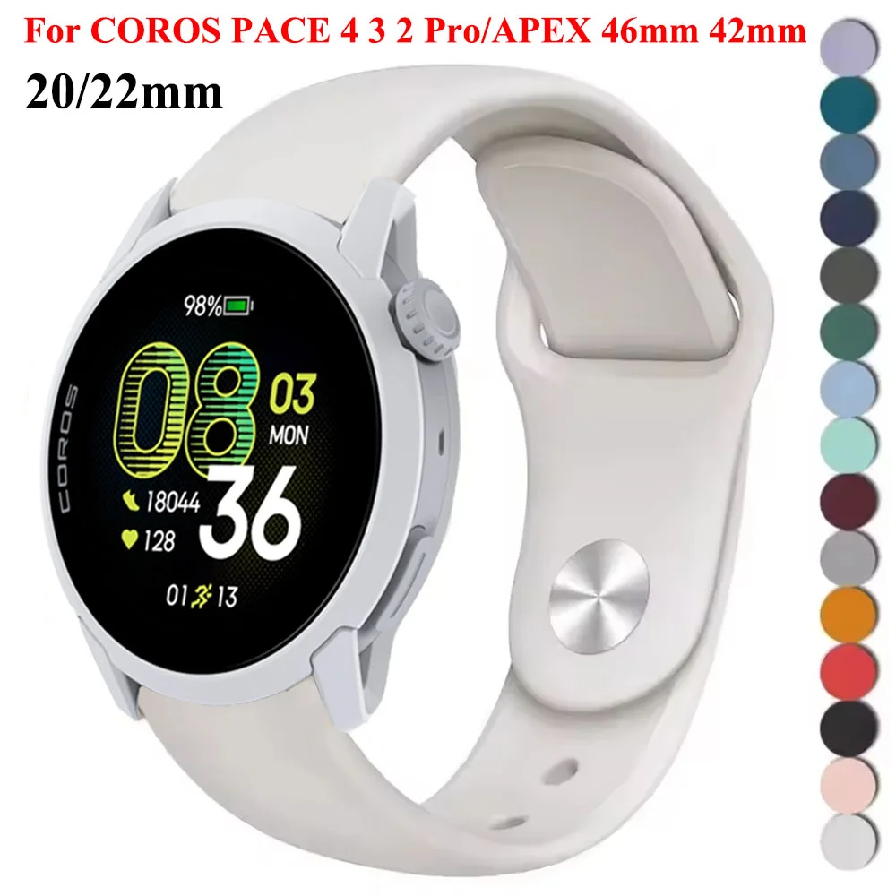

Силиконовый ремешок для COROS PACE Pro 4 3 2, ремешок 20 мм 22 мм, ремешок для часов COROS APEX 4 42 мм 2 2Pro 46 мм, сменный ремешок для часов