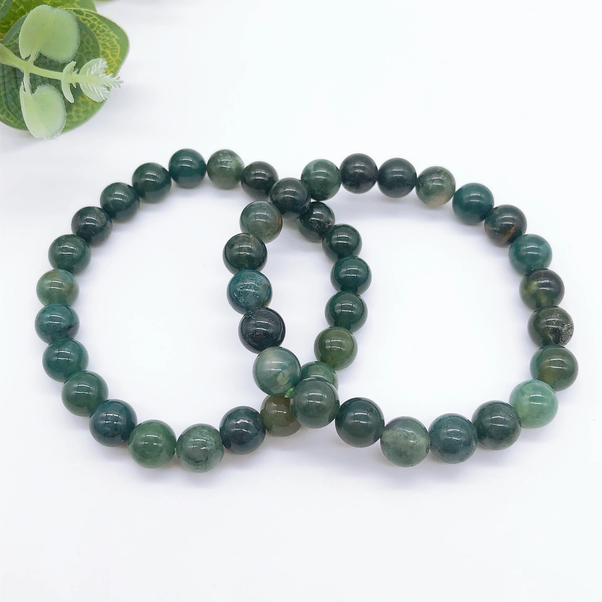 

Natural Moss Agate Bead Bracelet Green Crystal Stone Fashion Reiki Healing Gemstone Strand Bangles Jewelry Home Decoration Gift