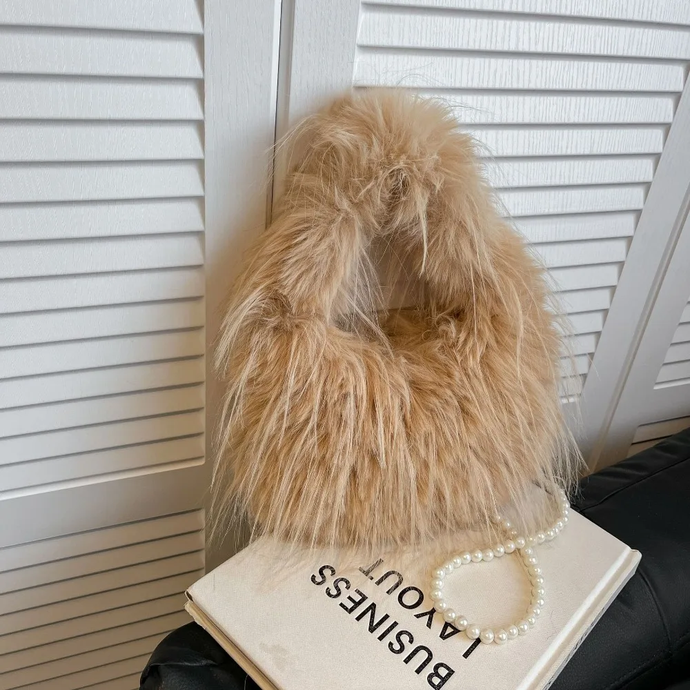 

Изысканная зимняя сумка-тоут из искусственного меха, мягкая, однотонная, плюшевая, с ручками, для офиса