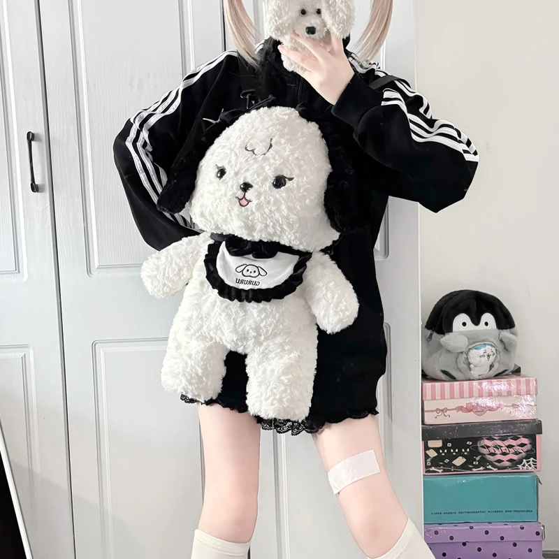 GURURU Original Rice and vegetable roll Puppy Plush Double Shoulder Large Capacity Bag Lovely Lolita Girls' Backpack