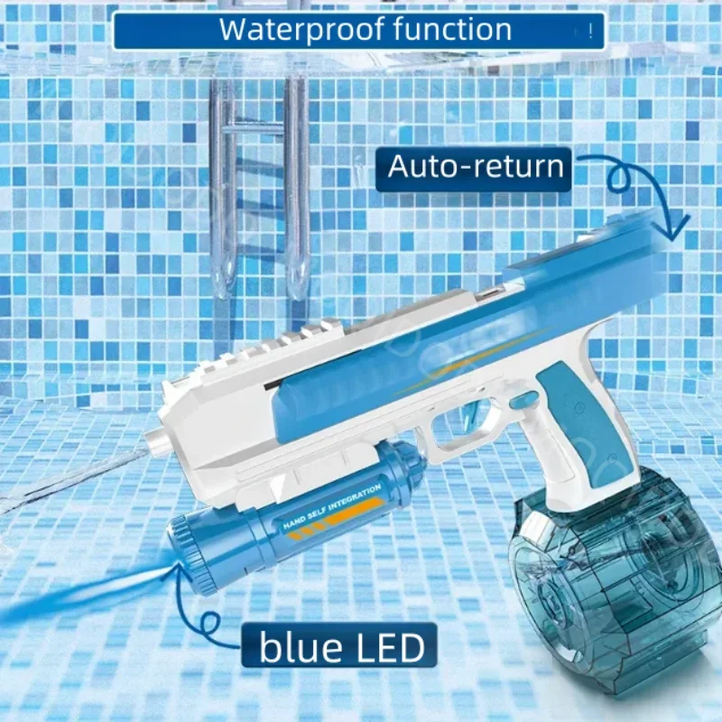 Arma de água elétrica Brinquedos, Estrangeiro com LED Laser, Grande Capacidade, Piscina de Verão, Brinquedos ao ar livre, Coreano, Mais quente, 2022