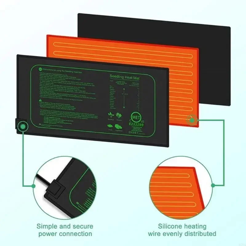 حصيرة تسخين للنباتات بدرجة حرارة قابلة للتعديل، تصميم مقاوم للماء لإنبات النباتات ونمو الشتلات، مثالية للحديقة المنزلية Y5GB #3