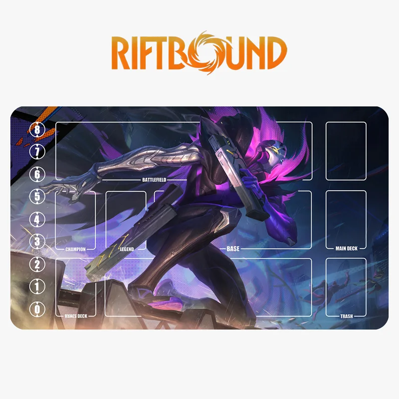 600x350 مللي متر Jhin سلسلة لاعب واحد مبارزة Playmat مناسبة ل Riftbound لعبة ببطاقات ورقية التداول أنيمي الكرتون المطاط مجلس حصيرة ألعاب #5